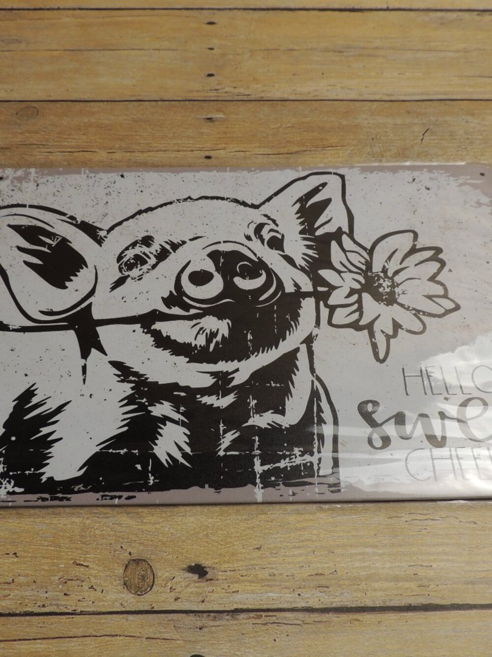 "Hello Sweet Cheeks" Pig Tin Sign Farmhouse Style Decor NEW